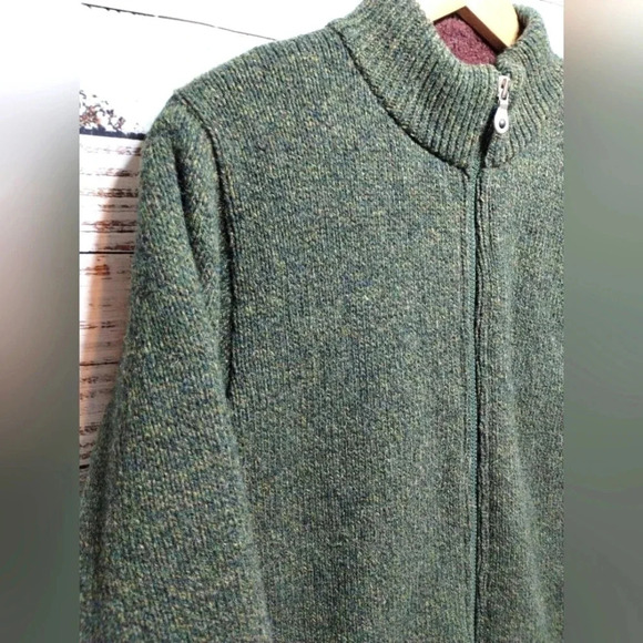 Lands End Jacket Forrest Green Size Small Wool Zip Thick Lined Granola - Picture 2 of 9